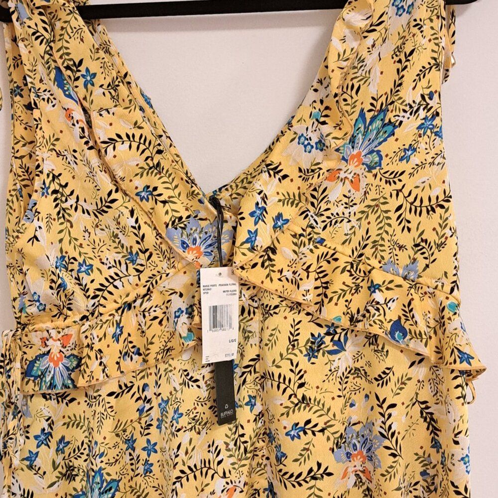 Buffalo David Bitton Sleeveless Floral-Print Ruffle Blouse Nwt Size Large — image 5 of 8